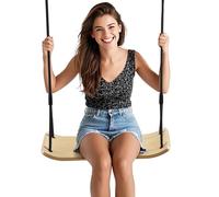 PELLOR Columpio de Madera, Columpio de Jardín de Abedul, Asiento Grande con Cuerda Ajustable para Niños Adultos Interior & Exterior Juegos de Jardín