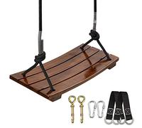 PELLOR Columpios Infantiles, Columpio de Madera Columpios de Jardín al Aire Libre con Cuerda Ajustable Asiento de Columpio para Niños y Adultos Carga Máxima 200 kg