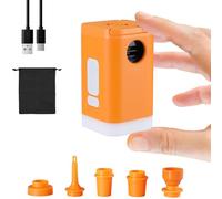 PELLOR Mini Bomba de Aire para Inflables, Bomba de Aire Eléctrica Portátil con Luz, Inalámbrica,6 Boquillas Universales, Tiny Pump Recargable 2400mAh para Cojines Inflables, Bolsas Vacio,Camping Viaje