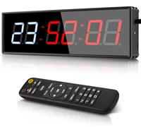 PELLOR Temporizador de Gimnasio,1.5" Temporizador de Intervalo LED,Reloj de Pared Digital Grande con Countdown/Up,Cronómetro,Brillo Ajustable,Reloj de Entrenamiento con Control Remoto para Casa Garaje