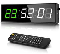 PELLOR Temporizador de Gimnasio,1.5" Temporizador de Intervalo LED,Reloj de Pared Digital Grande con Countdown/Up,Cronómetro,Brillo Ajustable,Reloj de Entrenamiento con Control Remoto para Casa Garaje