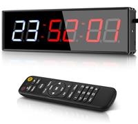 PELLOR Temporizador de Gimnasio Sports Timeter, 1.5" Temporizador Intervalos Fitness LED Programable con Cronómetro,Brillo Ajustable, Reloj de Entrenamiento con Control Remoto para Casa Garaje Externo