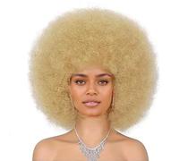 Pelo Afro, Pelucas Afro Cortas De Los Años 70 Para Mujeres Negras, Peluca Rizada Sintética De Aspecto Natural, Pelucas Peludas Y Rebotantes Para Discoteca, Fiesta, Cosplay, Uso Diario, Oro