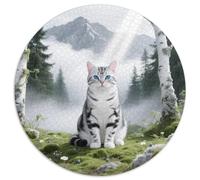 Pelo Corto Americano Puzzle Redondo Rompecabezas Redondo Intelectual Desafío para Niños Adultos Gato de Mascota Adorable Rompecabezas De 1000 Piezas Juegos Únicos De Desafío1000pcs (67.5x67.5cm)