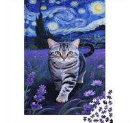 Pelo Corto Americano Puzzles Imposible,desafío para Adultos Campo de Lavanda Juego Educativo 1000 Piezas Obra De Arte De Juego De para Adultos Y Niños 1000pcs (75x50cm)