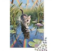 Pelo Corto Americano Puzzles Imposible,desafío para Adultos Lirios de Agua del Estanque 1000 Piezas Obra De Arte De Juego De para Adultos Y Niños A Partir De 12 Años 1000pcs (75x50cm)