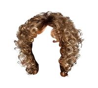 Pelo corto y rizado para mujer mezclado con diadema dorada pelucas adecuadas para mujer peluca rubia seda de alta temperatura negro marrón postizo trenza marrón rojizo (marrón talla única)