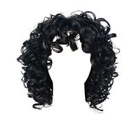 Pelo corto y rizado para mujer mezclado con diadema dorada pelucas adecuadas para mujer peluca rubia seda de alta temperatura negro marrón postizo trenza marrón rojizo (negro talla única)