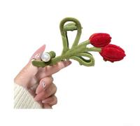 Pelo de flores al óleo pintado a mano para mujer, pasador de aleación vibrante con flores dulces, bonito accesorio para el cabello para uso diario y fiestas, aproximadamente 15 cm, pinza grande (K28)
