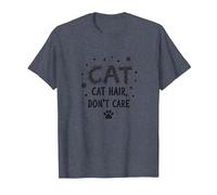 Pelo de Gato, no te Importa - Lema del Amante felino Peludo Camiseta, Hombre, Azul Jaspeado, M