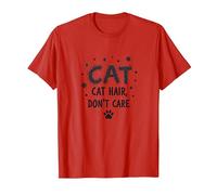 Pelo de Gato, no te Importa - Lema del Amante felino Peludo Camiseta, Hombre, Rojo, M