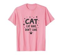 Pelo de Gato, no te Importa - Lema del Amante felino Peludo Camiseta, Hombre, Rosado, M