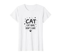 Pelo de Gato, no te Importa - Lema del Amante felino Peludo Camiseta, Mujer, Blanco, M