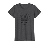 Pelo de Gato, no te Importa - Lema del Amante felino Peludo Camiseta, Mujer, Jaspeado Oscuro, M