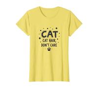 Pelo de Gato, no te Importa - Lema del Amante felino Peludo Camiseta, Mujer, Limón, M