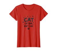 Pelo de Gato, no te Importa - Lema del Amante felino Peludo Camiseta, Mujer, Rojo, L