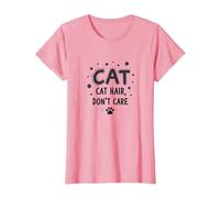 Pelo de Gato, no te Importa - Lema del Amante felino Peludo Camiseta, Mujer, Rosado, M