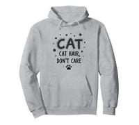 Pelo de Gato, no te Importa - Lema del Amante felino Peludo Sudadera con Capucha, Unisex para Adultos, Gris Jaspeado, M