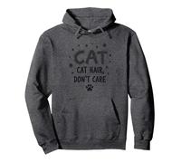 Pelo de Gato, no te Importa - Lema del Amante felino Peludo Sudadera con Capucha, Unisex para Adultos, Jaspeado Oscuro, M