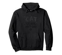 Pelo de Gato, no te Importa - Lema del Amante felino Peludo Sudadera con Capucha, Unisex para Adultos, Negro, M