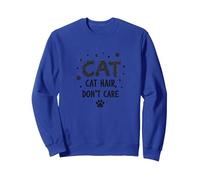 Pelo de Gato, no te Importa - Lema del Amante felino Peludo Sudadera, Unisex para Adultos, Azul Real, M