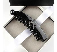 Pelo de Plátano 1pc New Korean large banana clip hair camellia simple vertical ponytail accessory(1pc black)