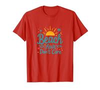 Pelo de Playa No Importa Vacaciones de Verano Diversión Camiseta, Hombre, Rojo, M