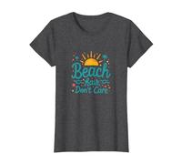 Pelo de Playa No Importa Vacaciones de Verano Diversión Camiseta, Mujer, Jaspeado Oscuro, M