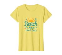 Pelo de Playa No Importa Vacaciones de Verano Diversión Camiseta, Mujer, Limón, M