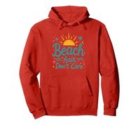 Pelo de Playa No Importa Vacaciones de Verano Diversión Sudadera con Capucha, Unisex para Adultos, Rojo, M