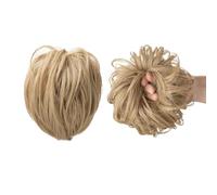 Pelo falso sintético Bun Afro rizado postizo Envoltura desordenado pieza elástica Ponytail Extension (rubio ceniza)