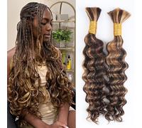 Pelo humano de onda profunda para trenzas boho highligth #430 pelo humano a granel para trenzar cabello humano rizado brasileño sin trama paquete para mujeres 40cm 16 pulgadas