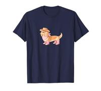 Pelo Largo Crema Cowgirl Dachshund Pink Western Camiseta