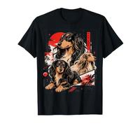 Pelo Largo Dachshund Comic Art Streetwear Camiseta
