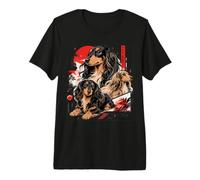 Pelo Largo Dachshund Comic Art Streetwear Camiseta Premium