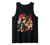 Pelo Largo Dachshund Comic Art Streetwear Camiseta sin Mangas