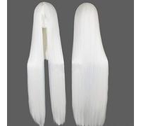 Pelo largo y liso 40"100cm Cosplay Peluca blanca 100CM / 40 pulgadas Fibra sintética resistente al calor Largas pelucas de disfraces de Halloween blanco Un tamaño largo peluca blanca 660-2