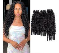 Pelo Natural Humano Rizado Burmese Curly 3 Bundles Human Hair Extensions 100% Unprocessed Quick Weave Real Human Hair Bundles 300g Natural Black 20 Inch