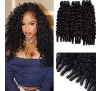 Pelo Natural Humano Rizado Burmese Curly 3 Bundles Human Hair Extensions 100% Unprocessed Quick Weave Real Human Hair Bundles 300g Natural Black26 Inch