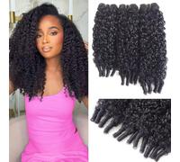 Pelo Natural Humano Rizado Burmese Curly 3 Bundles Human Hair Extensions 100% Unprocessed Quick Weave Real Human Hair Bundles 300g Natural Black 24 Inch