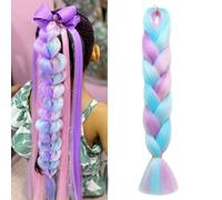 Pelo Para Trenzas Africanas 24" 1 Pieza/Lote Azul/Morado/Verde/Rosa Colors for Mujer Para Trenzas Pelo Sintetico Postizo Para Trenzas Colors Braiding Hair Extensiones Trenzas