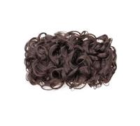 Pelo sintético rizado moño elástico elástico Scrunchie Wrap pelo desordenado esponjoso moño postizos Ponytail Extension (marrón oscuro)