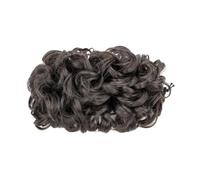 Pelo sintético rizado moño elástico elástico Scrunchie Wrap pelo desordenado esponjoso moño postizos Ponytail Extension (Brown Black)