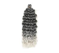 Pelo trenzado de ganchillo Ocean Wave, 6 paquetes de postizo rizado ondulado sintético de onda de agua for mujeres Extensiones de Cabello(TGrey,18 inch)