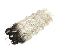 Pelo trenzado ondulado de onda oceánica profunda, pelos sintéticos de ganchillo rizados, 24 pulgadas, 3 paquetes de extensiones de trenzas con rizos bohemios(Blonde BALAYAGE)