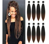 Pelo trenzado preestirado de 24 pulgadas, 8 paquetes de extensiones de cabello largo para trenzar, pelo sintético profesional para trenzar, ajuste de agua caliente, textura Yaki suave (24 pulgadas