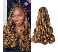 Pelo trenzado rizado francés de 14 pulgadas, 8 paquetes de cabello corto rizado francés con puntas rizadas, extensiones de cabello trenzado de ganchillo para mujeres negras (14 pulgadas, paquete de 8