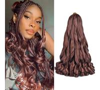 Pelo trenzado sintético francés de 45 cm para mujeres negras, 8 paquetes de pelo rizado sin enredos para trenzas (33 #, 18 pulgadas (paquete de 8)