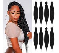 Pelo Yaki preestirado profesional de 20 pulgadas, 8 paquetes/lote, de fibra sintética a baja temperatura, trenzas de ganchillo, extensiones de pelo trenzado de ganchillo (#1)