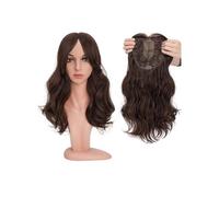 Peloes de Mujer 18 pulgadas ondulado con flequillo para mujer, postizos sintéticos que dan volumen al cabello, extensiones largas en capas (marrón)